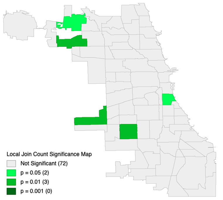 Local Join Count Significance Map