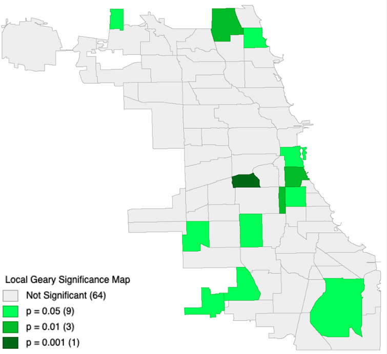 Local Geary Significance Map. Tuberculosis in Chicago